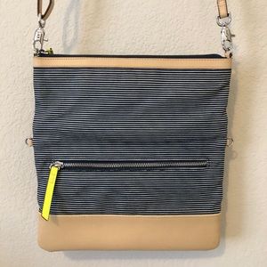 Stella & Dot Fabric and Leather Crossbody/Clutch